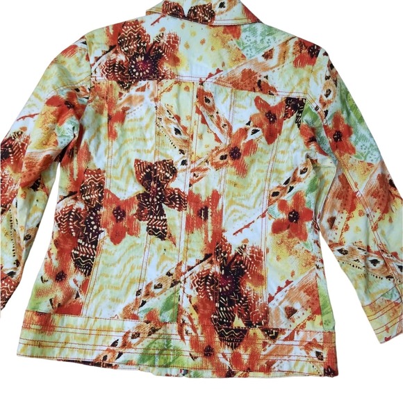 Chico's Yellow & Orange Floral Zip Up Crop Jacket Size 0 (XS) 81320-0463 - Picture 4 of 4